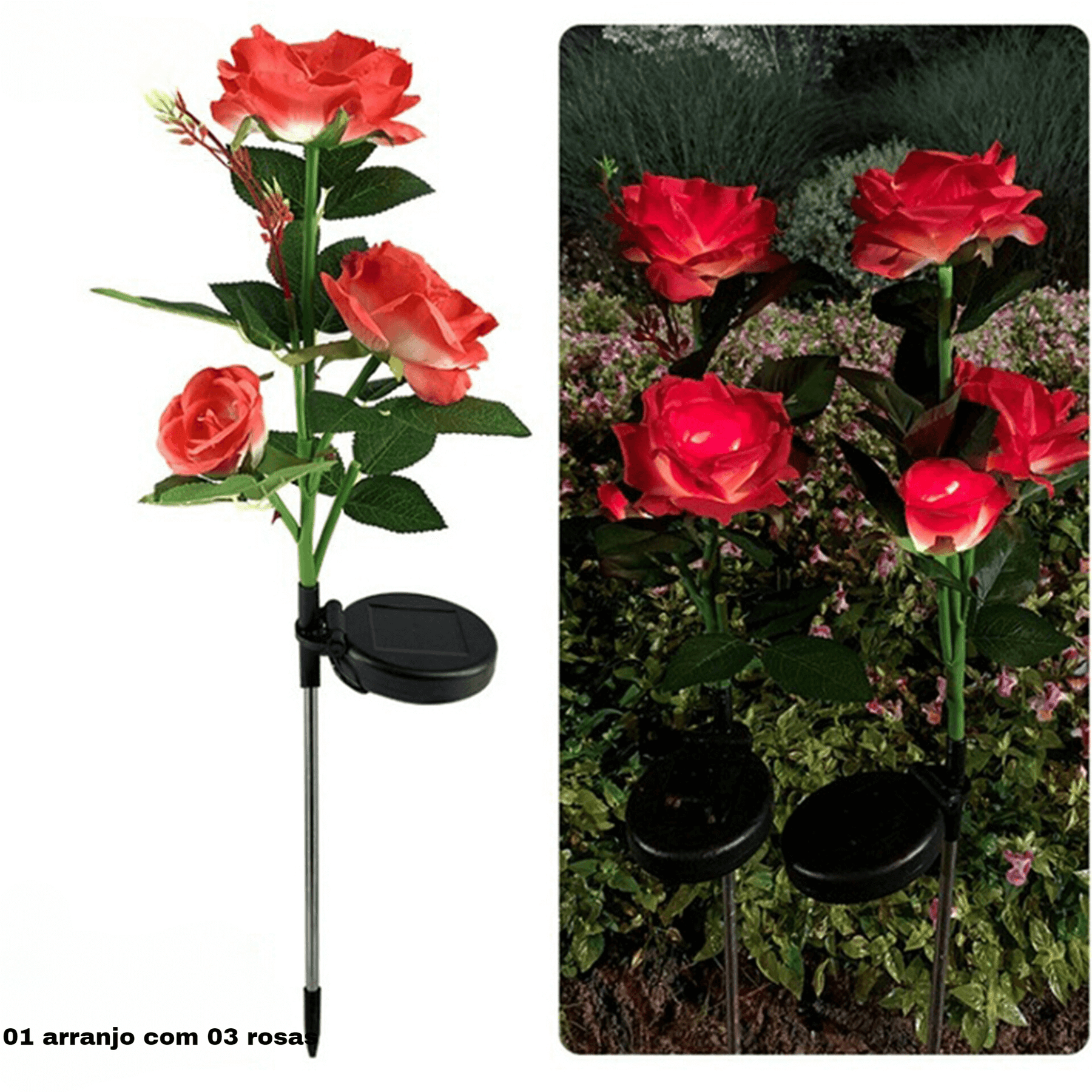 Luminária de Led Solar À Prova D'Água Rosas