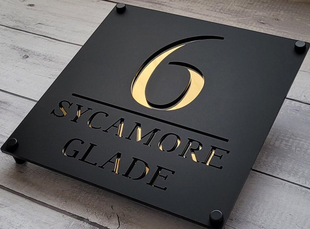 Placa Personalizada Modern Blanche com Endereço 3D