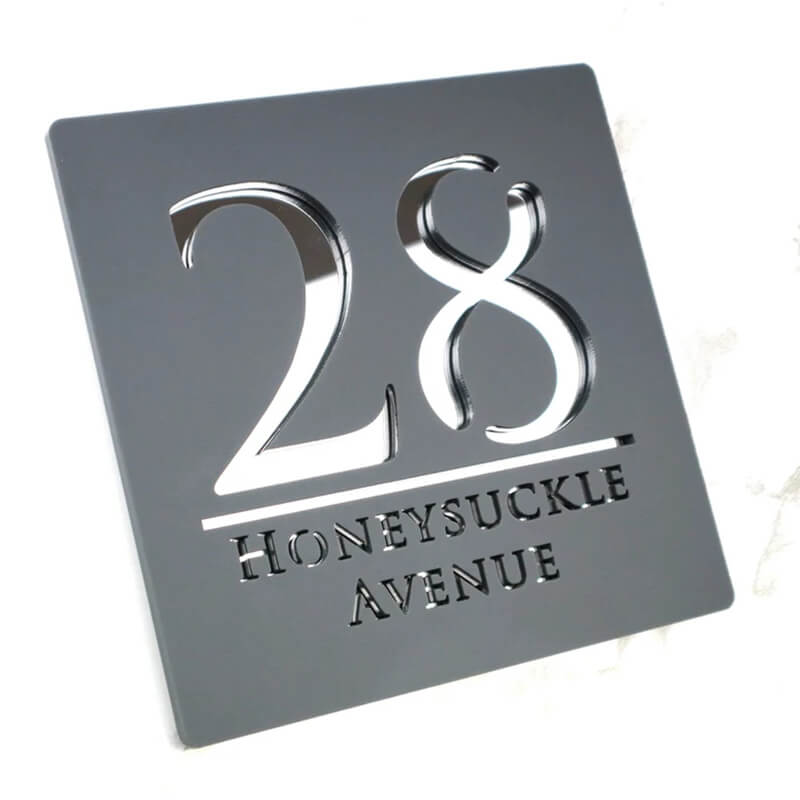 Placa Personalizada Modern Blanche com Endereço 3D