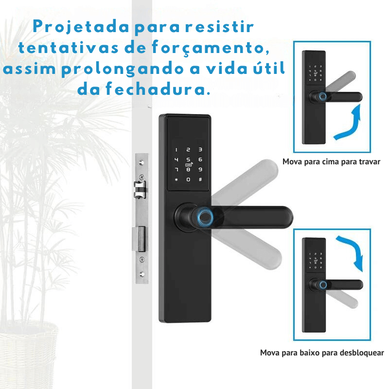 Fechadura Eletrônica Inteligente Digital Smart Tuya com Biometria, Wi-Fi
