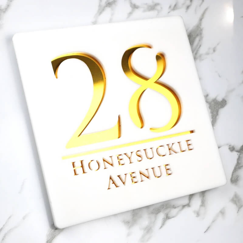 Placa Personalizada Modern Blanche com Endereço 3D