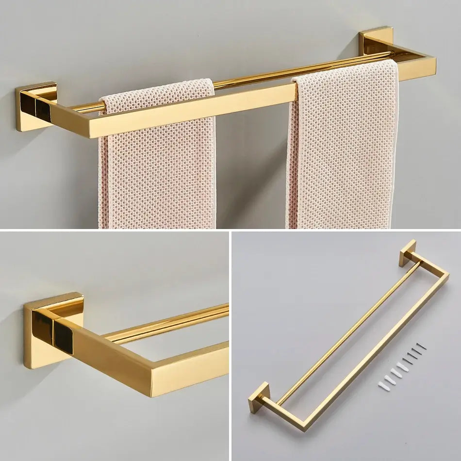 Acessórios Para Banheiro Luxury Gold Brilhante Em Aço Inoxidável