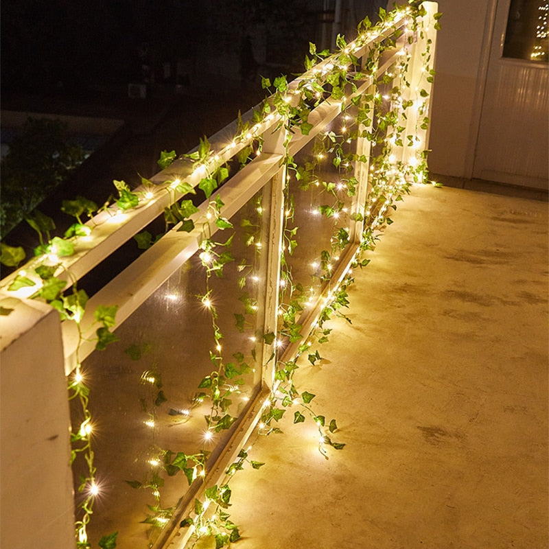 Luminárias de LED Guirlandas de Folhas Cordas de Luz - Energia Solar