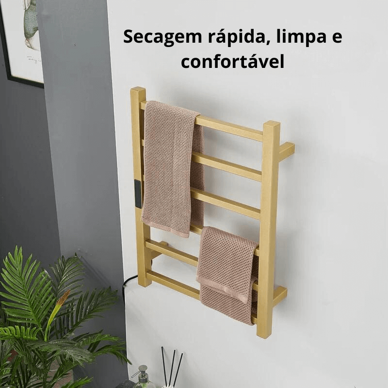 Toalheiro Térmico Elegance Aço Inoxidável Display Digital Fiação Oculta/Exposta Branco