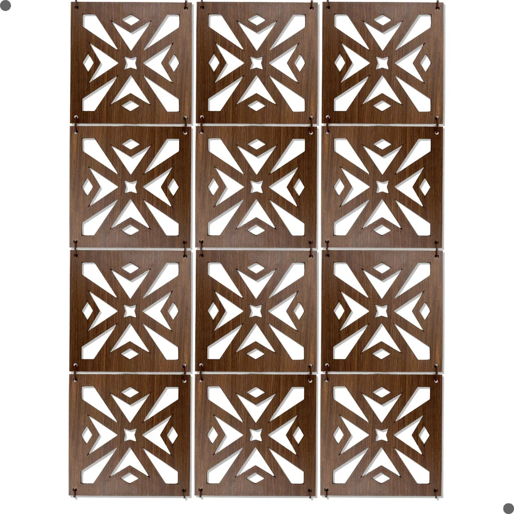 Placas Vazadas Decorativas Cobogó Imbuia MDF Kit 20 Unidades