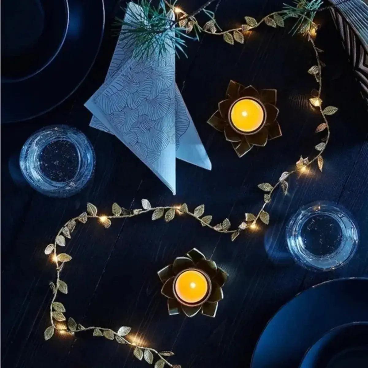 Luzes de Led Folhas Douradas - 20 LEDS 02 Metros