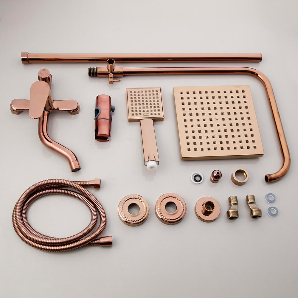 Chuveiro Rose Gold Shower Completo Modelo Coluna Misturador Monocomando