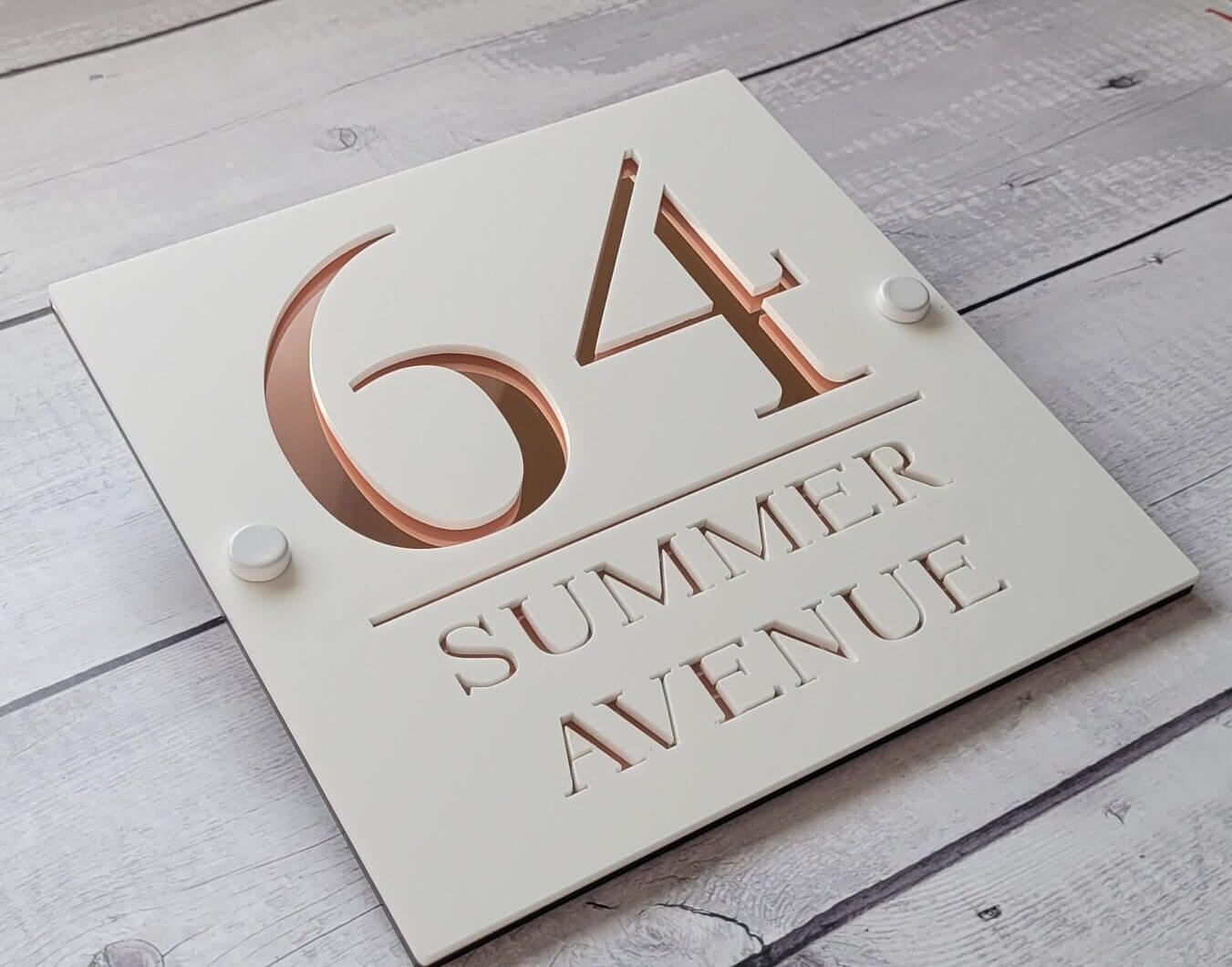Placa Personalizada Modern Blanche com Endereço 3D