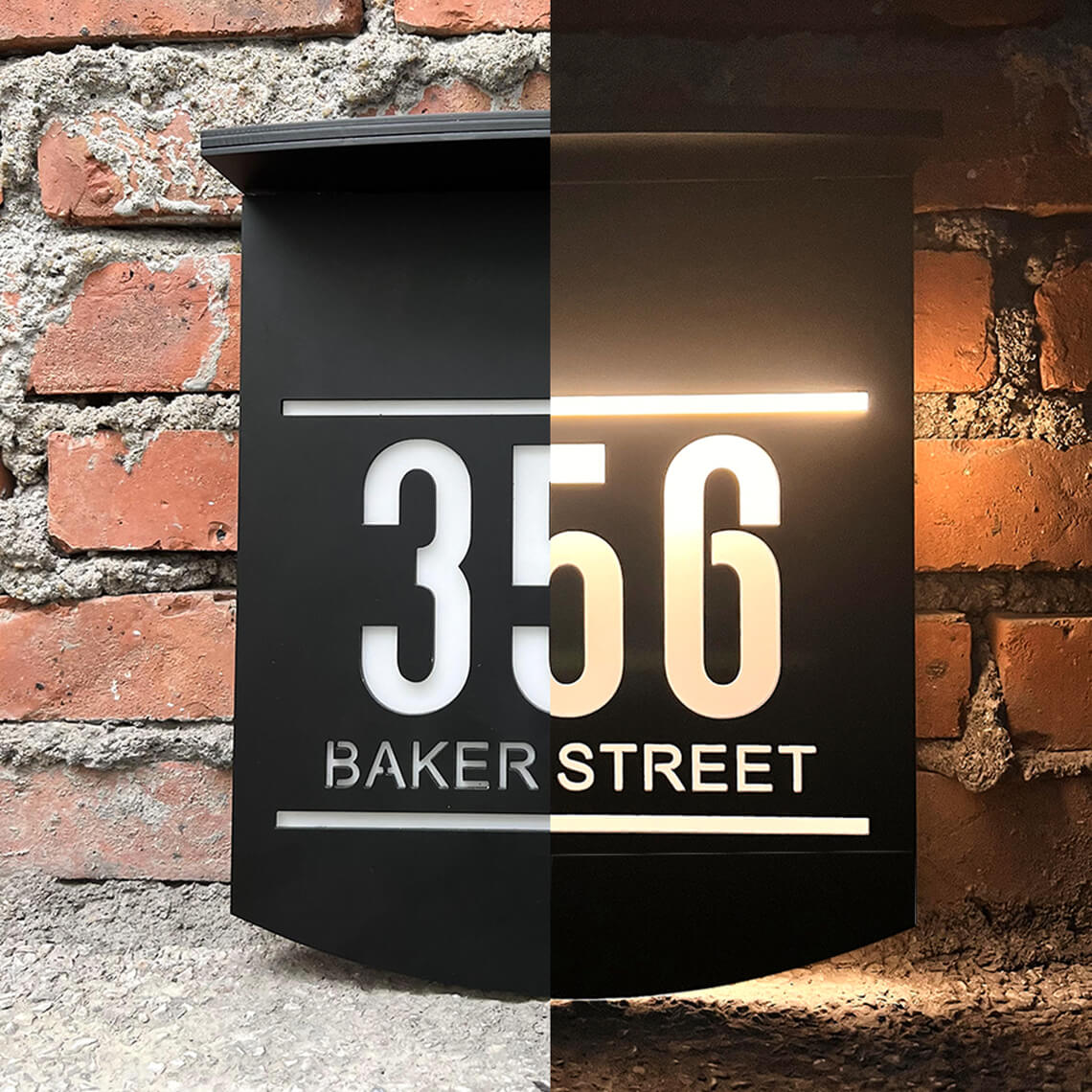 Placa Personalizada de Endereço com Luminária Solar Ligth Nigth