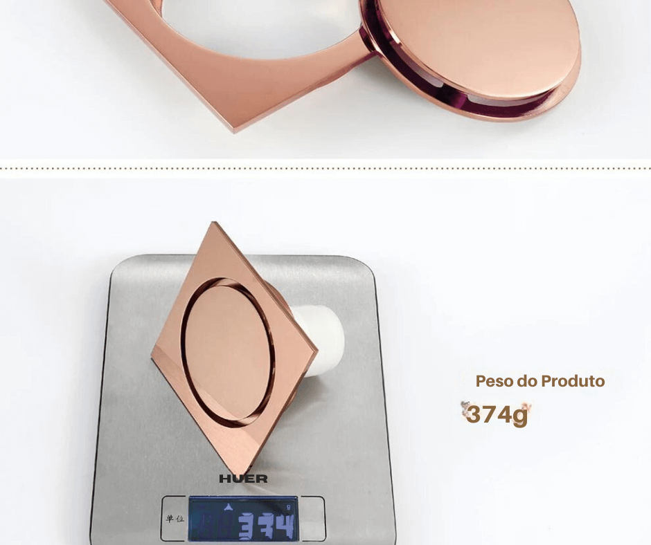 Ralo Click Rose Gold Fosco Sistema Inteligente Anti Odor 10x10 e 15x15