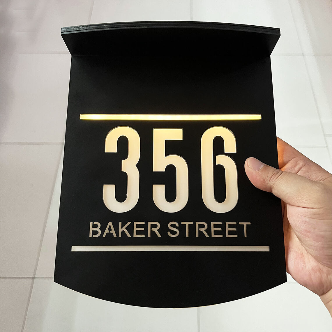 Placa Personalizada de Endereço com Luminária Solar Ligth Nigth