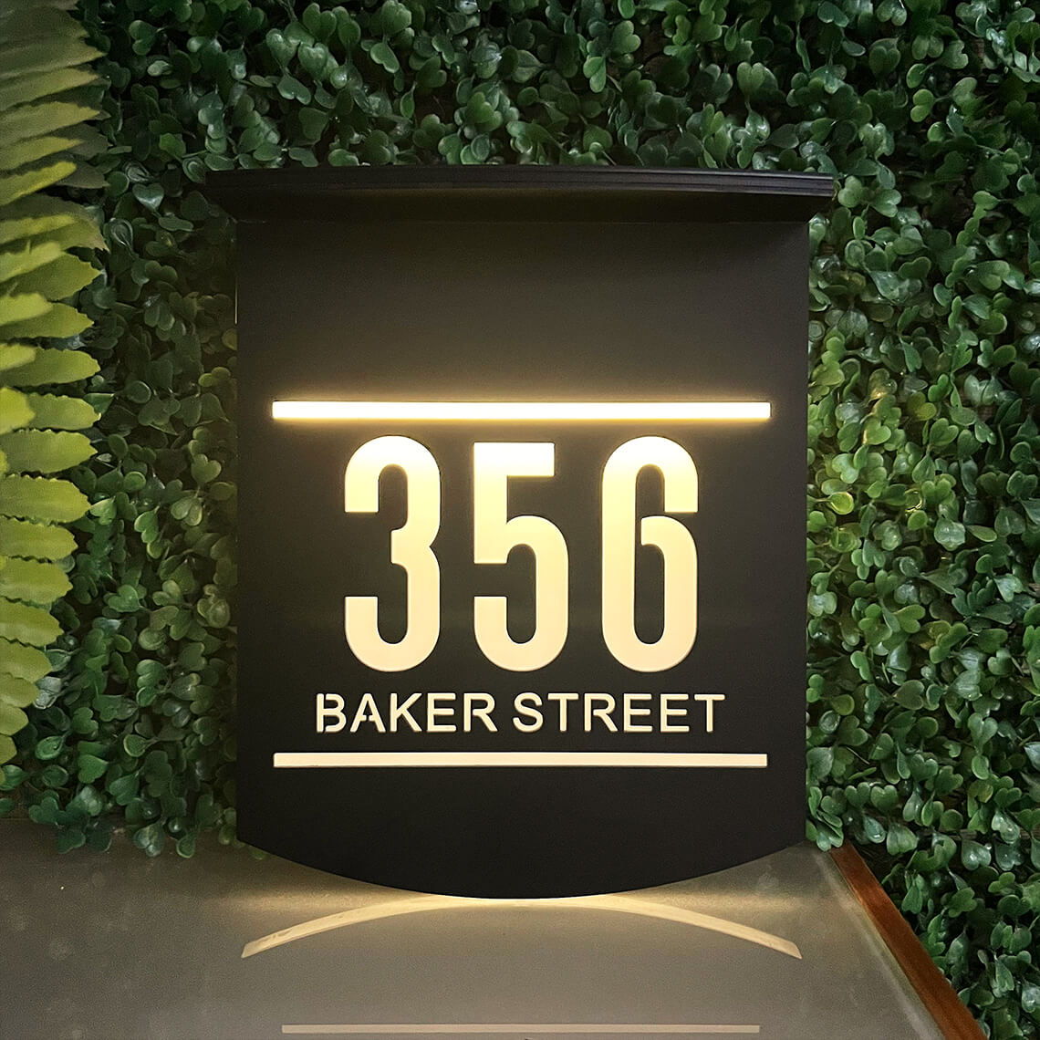 Placa  Personalizada de Endereço com Luminária Solar Ligth Nigth