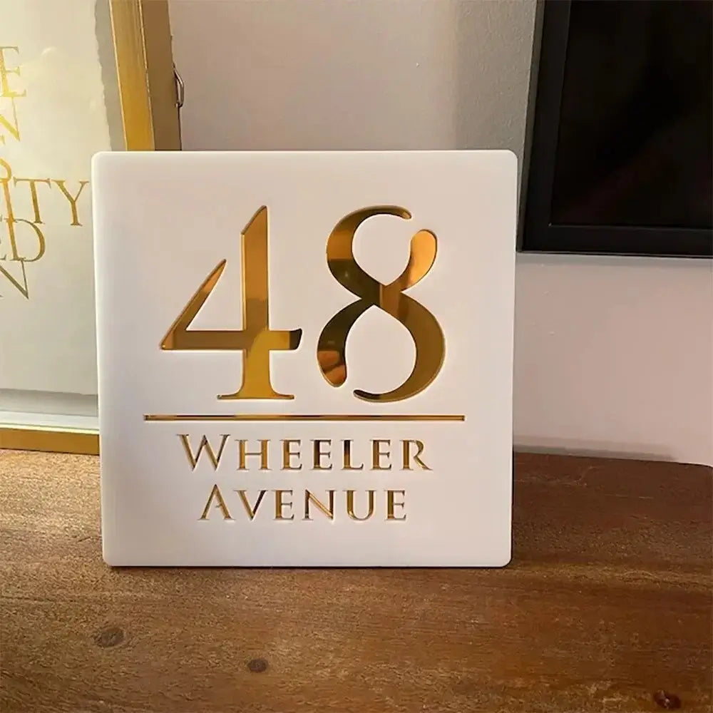 Placa Personalizada Modern Blanche com Endereço 3D