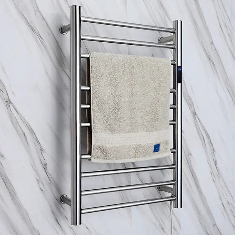 Toalheiro Térmico Cromado Aquecedor de Toalhas Inteligente com Display Digital WiFi e Timer Aço Inoxidável