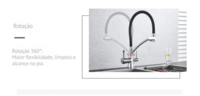 Torneira Gourmet Com Saída Para Água Filtrada Monocomando Quente e Fria Elegance Arc