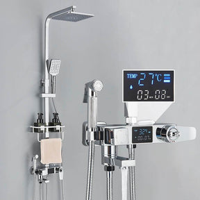 Chuveiro Completo Cromado - Misturador Com Termostato e Display Digital