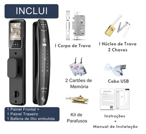 Fechadura Eletrônica Inteligente Reconhecimento Facial 3D Biométrica WiFi Digital - APP Eques