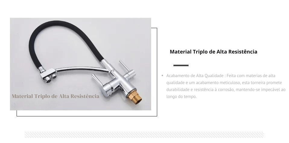 Torneira Gourmet Com Saída Para Água Filtrada Monocomando Quente e Fria Elegance Arc