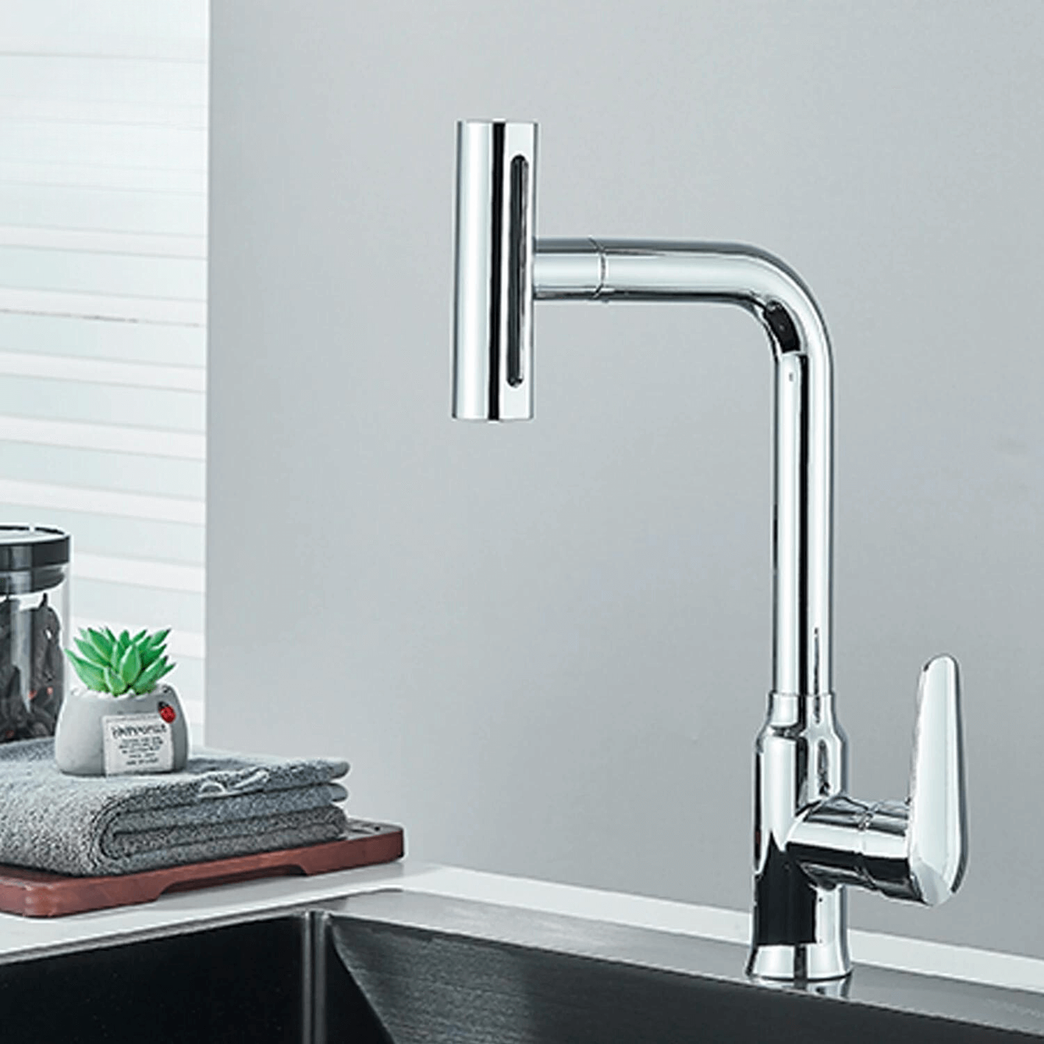 Torneira de Cozinha EleganceFlow - Rotação 360°  Ducha Extensível, Quente e Fria