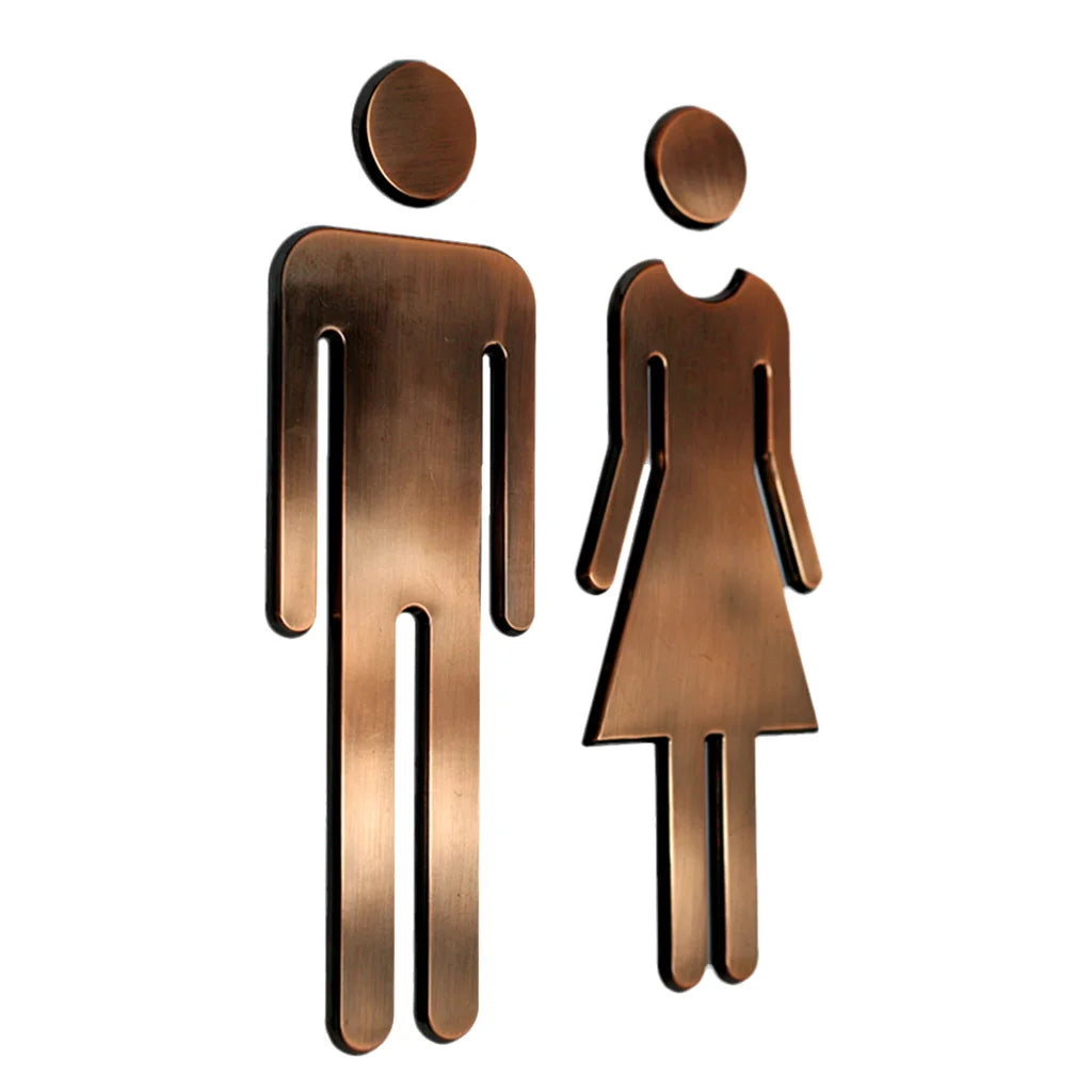 Placas de Sinalização de Banheiro em Bronze Feminino / Masculino Adesiva