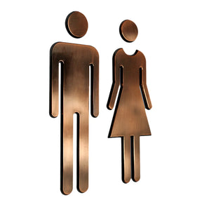 Placas de Sinalização de Banheiro em Bronze Feminino / Masculino Adesiva