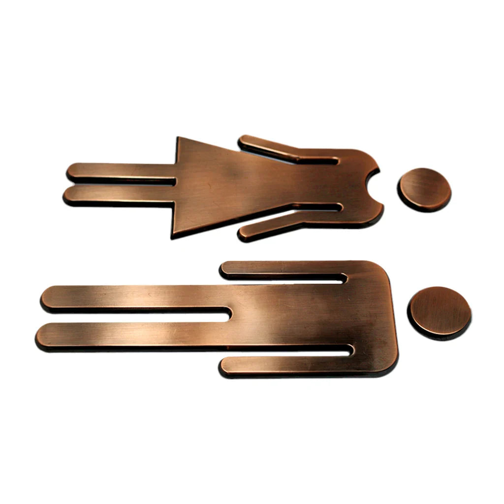 Placas de Sinalização de Banheiro em Bronze Feminino / Masculino Adesiva