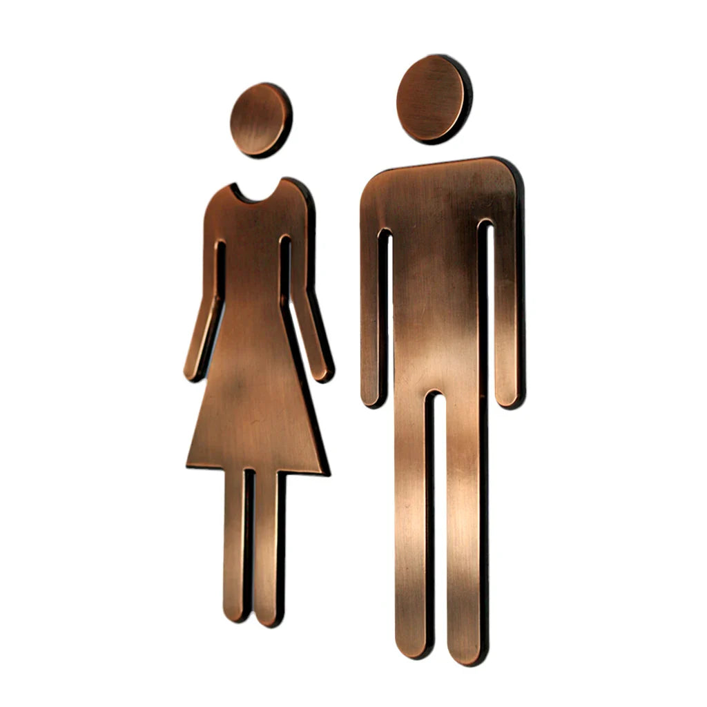 Placas de Sinalização de Banheiro em Bronze Feminino / Masculino Adesiva