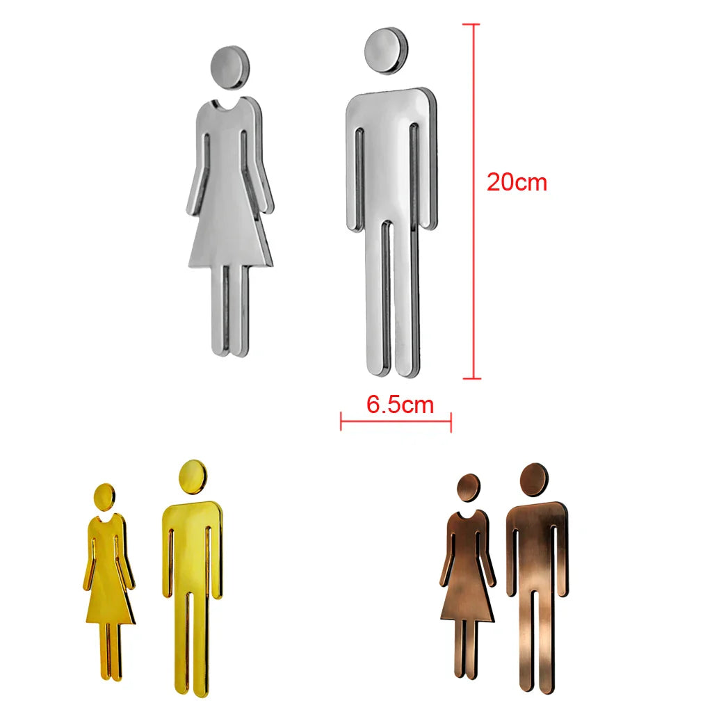 Placas de Sinalização de Banheiro em Bronze Feminino / Masculino Adesiva