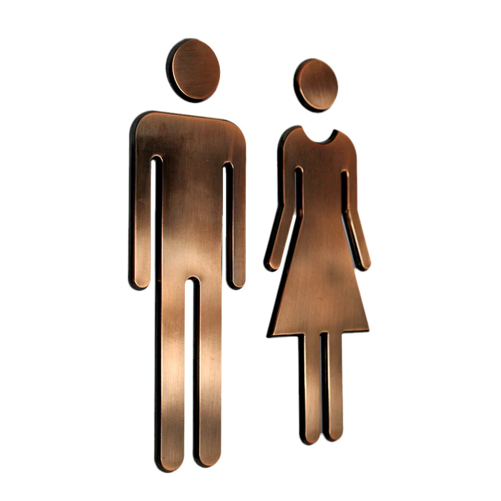 Placas de Sinalização de Banheiro em Bronze Feminino / Masculino Adesiva