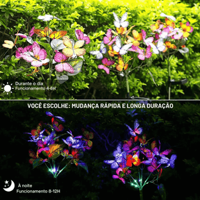 Luminária de Led Solar À Prova D'Água  Borboletas e Flores