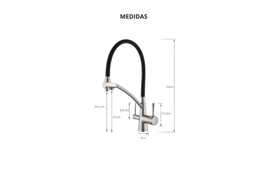 Torneira Gourmet Com Saída Para Água Filtrada Monocomando Quente e Fria Elegance Arc