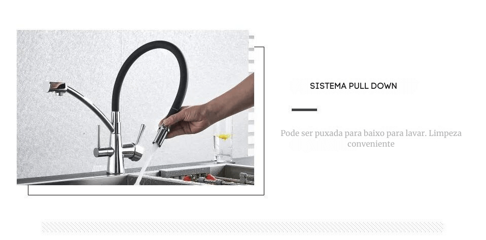 Torneira Gourmet Com Saída Para Água Filtrada Monocomando Quente e Fria Elegance Arc