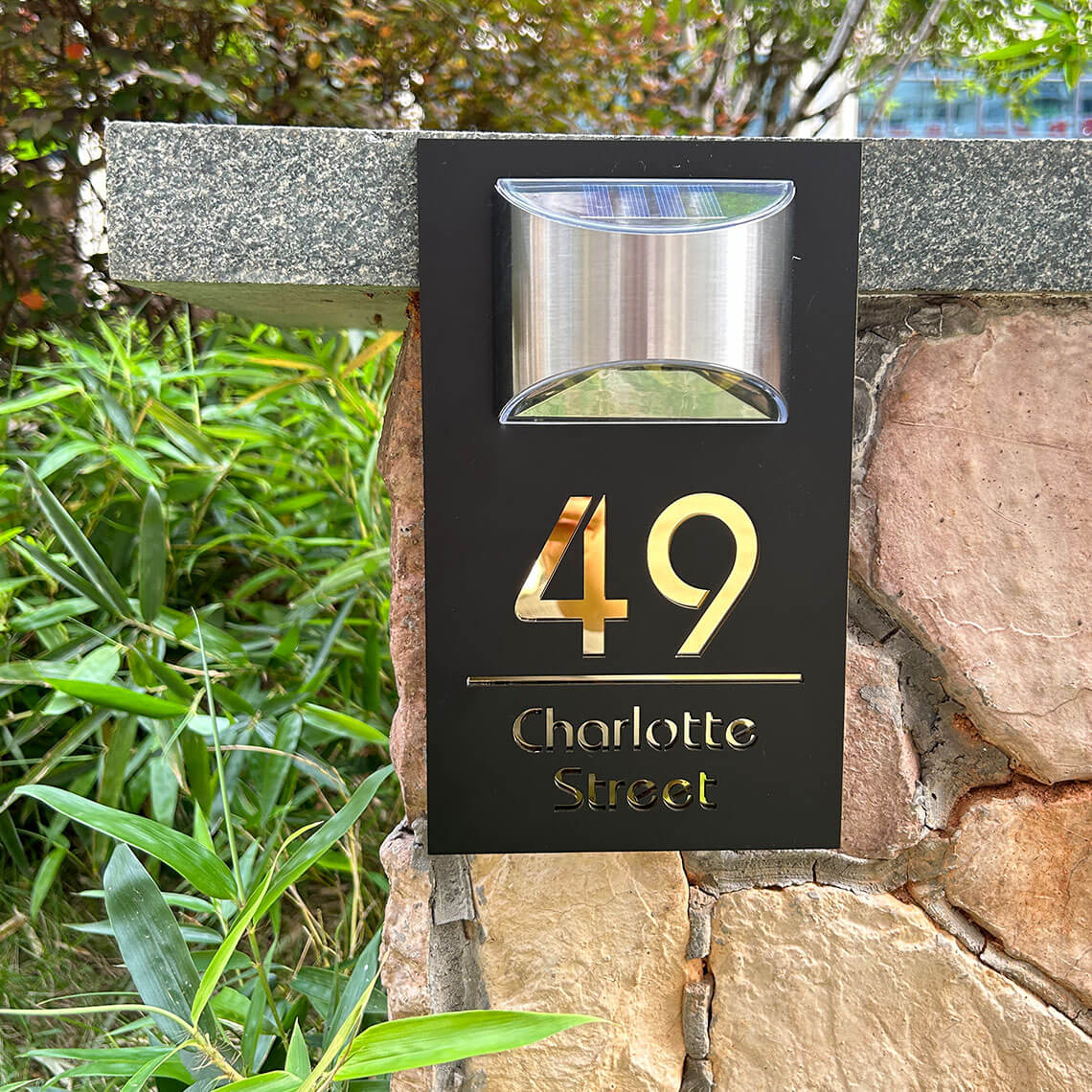 Placa Personalizada Glow Endereço Resdidencial Comercial 3D  c/ Luminaria Solar