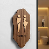 Placas de Indicação Para Banheiro Adesiva Elegante Wood