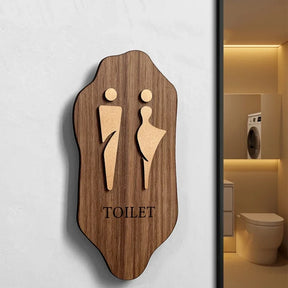 Placas de Indicação Para Banheiro Adesiva Elegante Wood