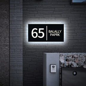 Placa de Endereço Personalizada Moderna C/ Iluminação Luminare