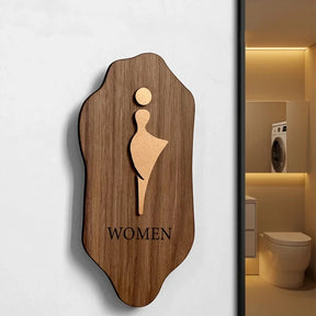 Placas de Indicação Para Banheiro Adesiva Elegante Wood
