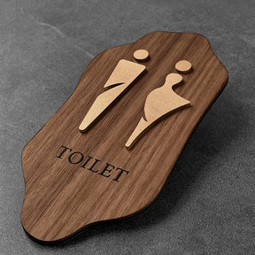 Placas de Indicação Para Banheiro Adesiva Elegante Wood
