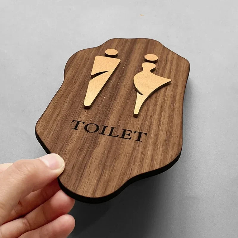 Placas de Indicação Para Banheiro Adesiva Elegante Wood