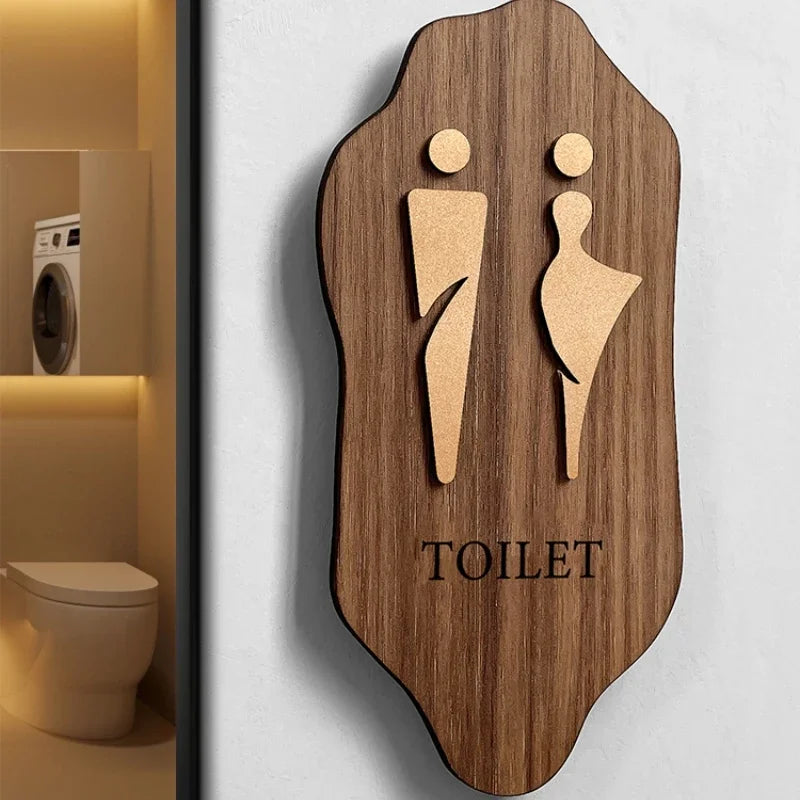 Placas de Indicação Para Banheiro Adesiva Elegante Wood