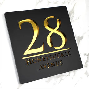 Placa Personalizada Modern Blanche com Endereço 3D