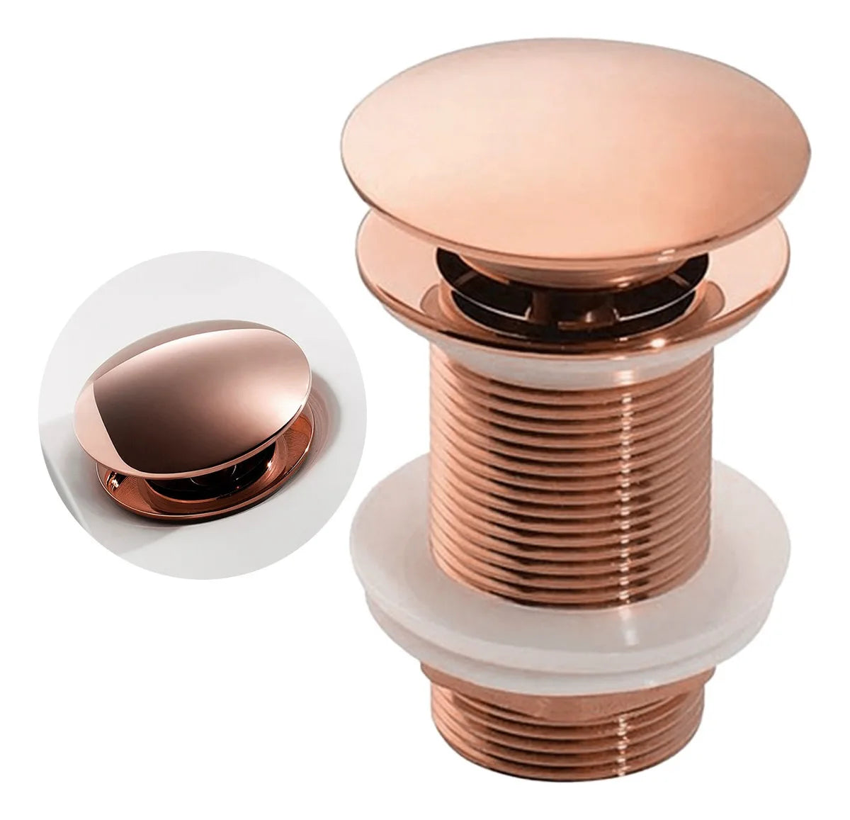 Válvula Click Aço Inox Para Cuba Rose Gold