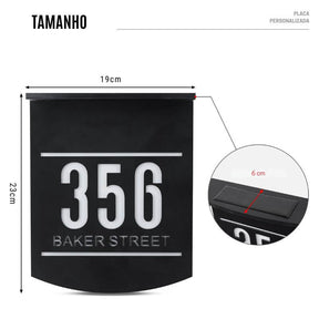 Placa  Personalizada de Endereço com Luminária Solar Ligth Nigth