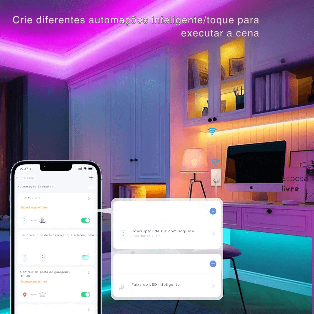 Interruptor c/ Tomada Smart Wi-Touch e Comando de Voz Tuya - Compatível com Alexa e Google Home