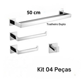 Acessórios Para Banheiro Luxury Cromado Escovado Toalheiro Duplo 50cm