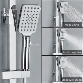 Chuveiro Completo Cromado - Misturador Com Termostato e Display Digital