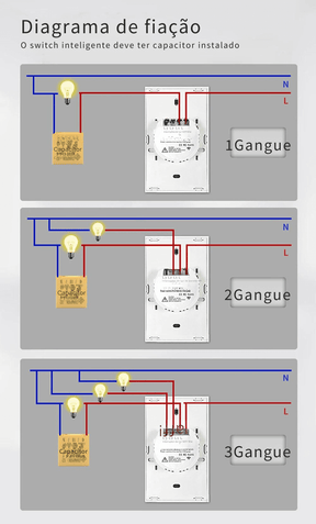 Interruptor Smart Wi-Touch e Comando de Voz Tuya - Compatível com Alexa e Google Home
