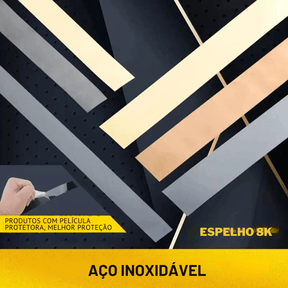 Moldura Espelhada ou Fosca Em Aço Inox Adesiva  3 metros