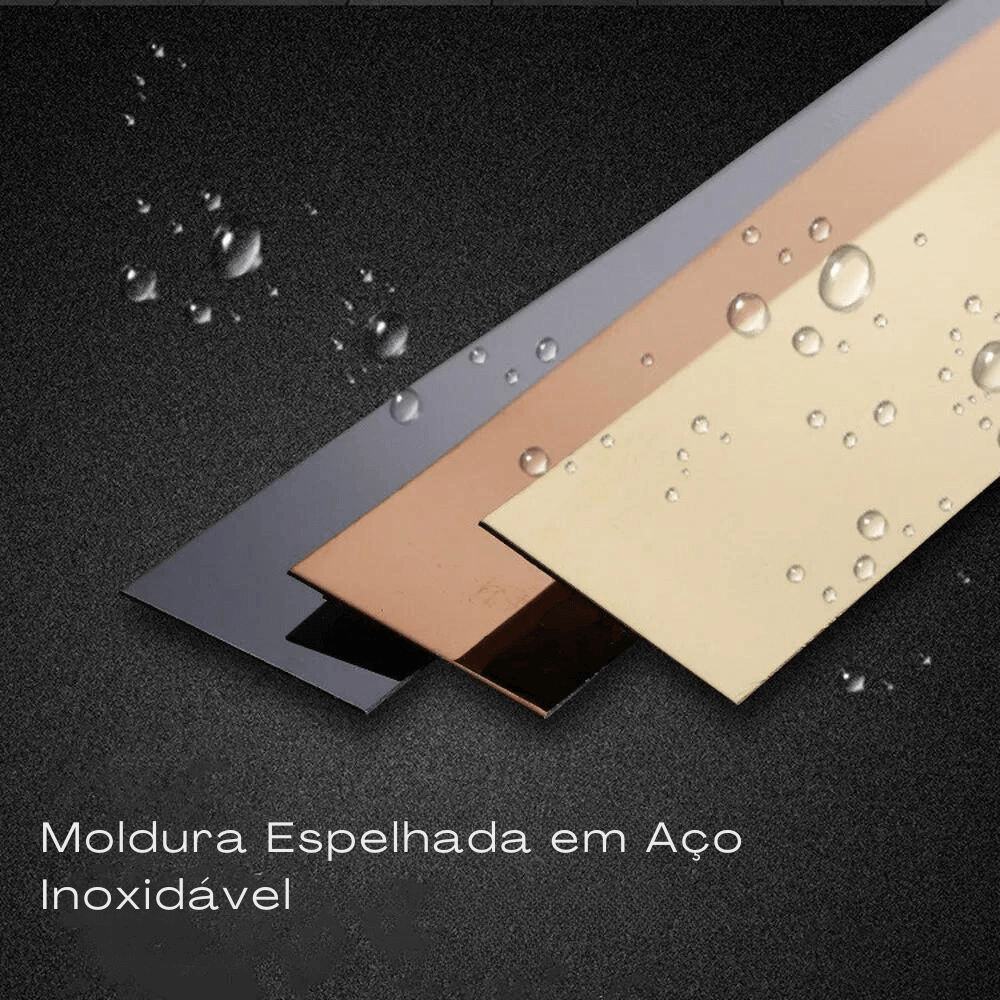 Moldura Espelhada ou Fosca Em Aço Inox Adesiva  3 metros