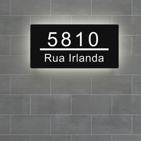 Placa de Endereço Personalizada Moderna C/ Iluminação Luminare
